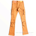 Orange Cargo Skinny Distressed Patch Wash Men Jeans